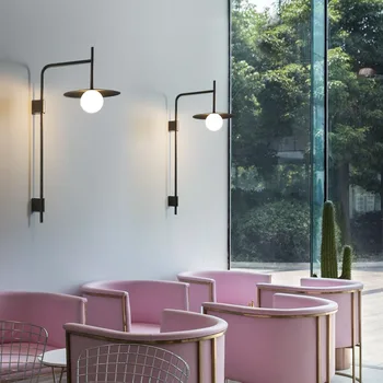Постмодернистский минималистичен лампа за дневна Дизайнерски ресторант, кафе, магазин, коридор, рокер в скандинавски стил, монтиран на стената лампа във формата на летяща чиния