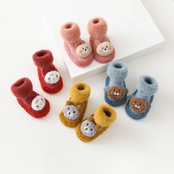 2021 Есенно-зимни чорапи за малки момичета, чорапи с герои от анимационни филми за новородено, детски дебелите хавлиени чорапи, нескользящие меки памучни чорапи