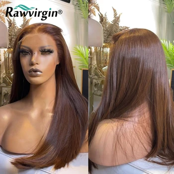 200% перуки от естествена коса на дантели шоколадово-кафяв цвят за жени, прави перуки от естествена коса на дантели 13x6, бразилски перука от естествена коса