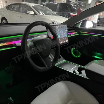 За Tesla, модел 3 модел Y Android Авто разсеяна светлина, атмосферни лампа, украса, LCD дисплей, модификация, аксесоари за интериор на автомобила