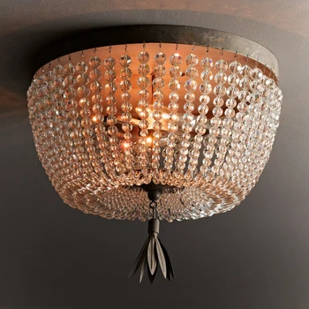 Окачен лампа Amelie Златна промишлена лампа ретро crystal от мъниста K9 подвесное осветление ретро хол спалня кухня хотелски лампа