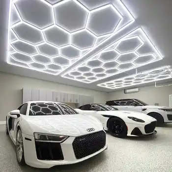 Осветление на гаража под формата на сот, шестиугольные автомобилни светлини за обяснения, на части, алуминиева лампа за автомивка, направи си сам