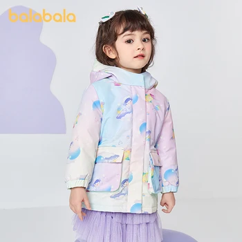 Balabala/палта за момичета 2023 година на издаване, есенно-зимния стил, мек костюм-двойка, кратък модерен топ, палто с памучна подплата