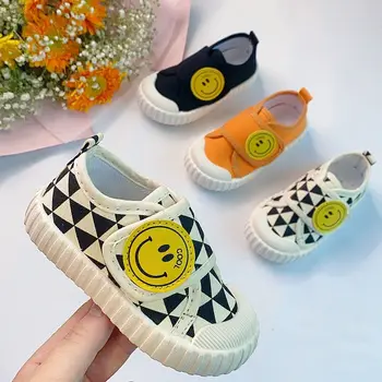 Детска парусиновая обувки Нова корейска версия Smiley Face Ежедневни обувки за мъже и момичета, футболни обувки за деца от 0 до 6 години, бебешки маратонки
