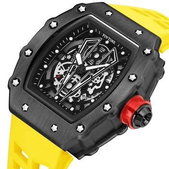 Мъжки механичен часовник във формата на вредни за здравето в стил хип-хоп, уникален дизайн за механично набиране, многоцветен силиконов каучук, висококачествени мъжки часовник, на новост