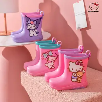 Kawaii Sanrio/ Натурална детска непромокаемая обувки Kuromi My Melody Cinnmoroall от Аниме За момчета и Момичета, Непромокаеми обувки, Нескользящая Гумени обувки