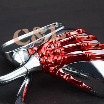 1 чифт Червено скелет, череп, ръчно нокът, странично огледало за обратно виждане, за мотоциклет, подходящ за Harley Honda, Suzuki, Kawasaki