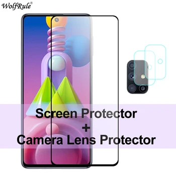 Пълно покритие от закалено стъкло за Samsung Galaxy M51 M31S М31 M21 протектор на екрана Защитно фолио за обектива на телефона Samsung M51