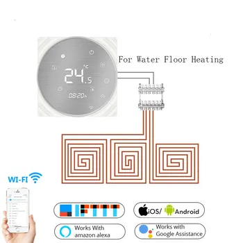 Wifi умен термостат водна подово отопление Метална матирана панел Smart Life / приложение на Hristo дистанционно управление работи с Алекса Google Home