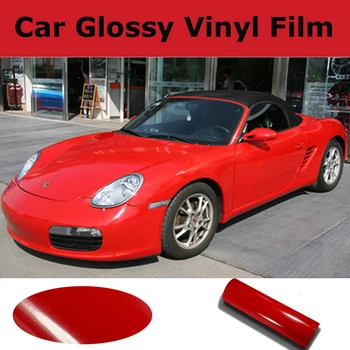 Червена гланцова vinyl автомобили обвивка, без въздушни мехурчета, лъскава яблочно-зелена гланцова филм за стикери за автомобил, размер 1,52x30 м/ролка