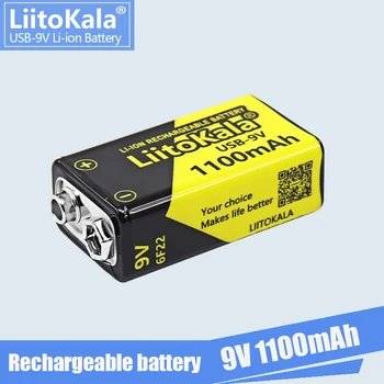 1 бр. LiitoKala USB-9V 1100 mah акумулаторна литиево-йонна батерия, подходяща за Фотоапарати, Играчки, Мултицет, Дистанционно управление, микрофон KTV