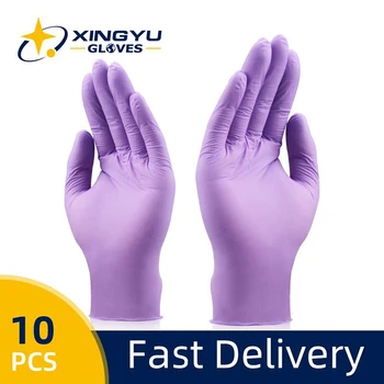 Нитриловые ръкавици, 10 бр/опаковане., лилави хранителни непромокаеми ръкавици за домакински механика, лабораторни ръкавици за еднократна употреба нитриловые защитни ръкавици