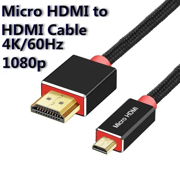 Сменяем кабел Micro HDMI адаптер 4K 60Hz 1080P Ethernet аудио кабел с оплеткой за камера HDTV PS3, XBOX, PC 1m 2m 3m