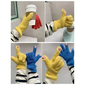 Crochet ръкавици, 1 чифт, уникален ергономичен дизайн с пълни пръсти, дамски зимни дебели топли възли ръкавици, аксесоари за колоездене