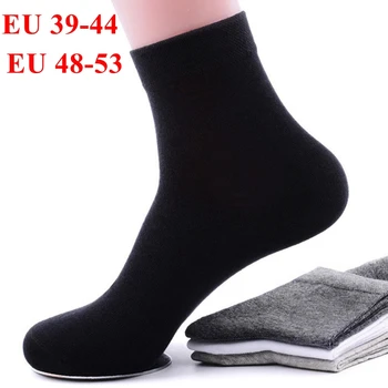 Плюс Големи Размери 48-53, Мъжки Чорапи под Роклята, ЕС 39-44, Бизнес Чорапи за екипажа, 6 Двойки, Прости Обикновена Черни и Сини Памучни Мъжки Зимни Чорапи