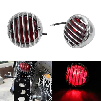 През цялата хромиран заден стоп-сигнал, мотоциклети червен фенер, заден стоп-сигнал, аксесоари за Bobber Chopper Rat, горещ потребителски универсален