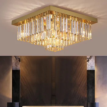 Полилеи led художествени висящи лампи осветителни Тела с Модерен кристална таван спалня хол Gold crystal начало декор осветителни тела