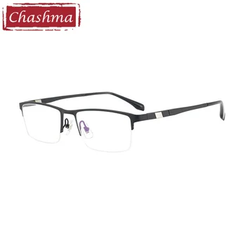 Чашма Мъжки оптични рамки от чист титан, очила с квадратни половин рамки, кристални гъвкави очила за износител, модни очила най-високо качество