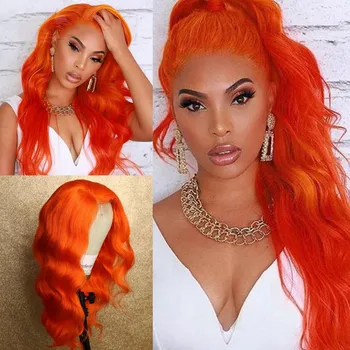 Светло оранжево съраунд бразилски перука омбре от човешка коса, предварително выщипанные дантела перуки за черни жени 180 плътност