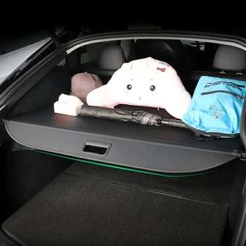 Автомобилни стоки, подходящи за Tesla, модел Y 2021 2022 Аксесоари Черно прибиращи се в багажника, транспортна капачка, багажното козирка, 1 комплект интериорни детайли