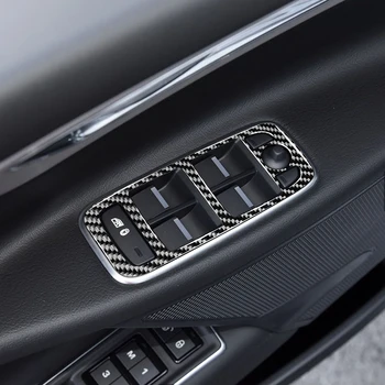 4ШТ ABS стъкла Бутон за Управление Капак Завърши Стикер С Изображение От Въглеродни Влакна За Jaguar F-Pace 2016-2020 Корнизи за Интериора на Колата
