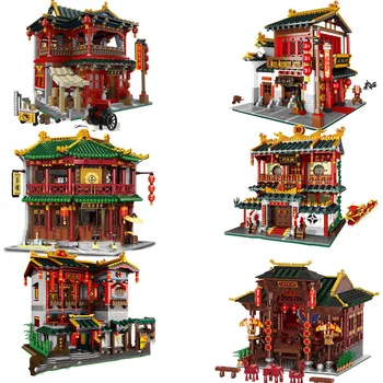 XINGBAO Zhonghua Street, Chinatown Строителна серия The Toon Tea House Pub Набор от градивни блокове Тухли с шарени Детски играчки, подаръци