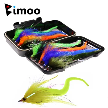 Bimoo 10шт, 2/0 #, набор от мухи с голям драконьим опашка, мухи за риболов на морски костур, мускус, 5 цвята, смесени