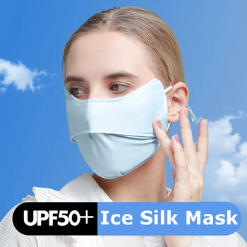 Лятна Мъжки Дамски Солнцезащитная Маска За Лице Ice Silk С Гледки Дизайн, UV-Защита За Лице, за Многократна употреба Колоездене, Спортни Маски UPF 50+