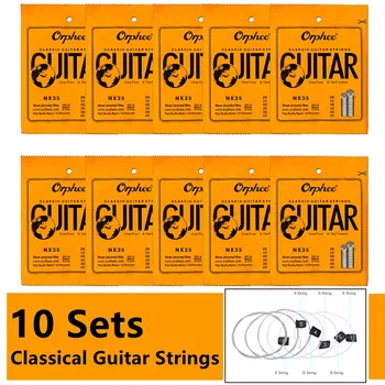 10 комплекта струни за класическа китара Orphee Найлонова нишка със сребърно покритие телени струни Струни за класическа китара, Аксесоари за китара NX35