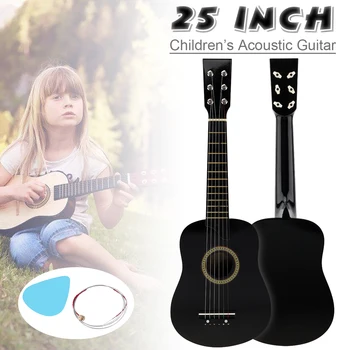 25-инчов акустична китара от липа, 6 струни на китара с плектър за начинаещи, детска подарък играчка