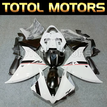 Комплект мотоциклетни обтекателей, годни за Yzf-R1 2012 2013 2014, комплект за тяло от висок клас инжекцион, ABS, бял, черен