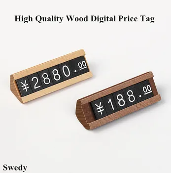 Мини бижута, часовници, номер, цена, куб, етикети за показване, на дървена основа, малък настолен цифров титуляр за цената знак, поставка за дисплея