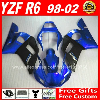 Комплект обтекателей за 1998-2002 YAMAHA R6 1999 2000 2001 автомобил YZFR6 yzf-r6 синьо матово черно 98 99 00 01 02 комплекти обтекателей N6S4