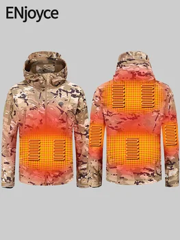 Зимно яке с електрически отопляеми USB Smart за мъже и жени, дебели якета с подгряване, камуфляжный ловен ски костюм с качулка, P9154