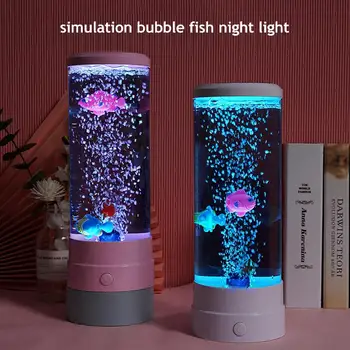Лампа с шампанско тръба с риба, нощна светлина с изкуствена риба, аквариумная лампа, декоративна реалистична настолна фэнтезийная рибно лампа за кафе