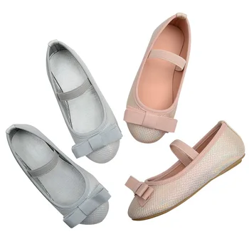 CUZULLAA/ Ежедневни дишащи обувки за малки момичета, обувки на плоска подметка с мека подметка в формата на пеперуда, размер 19-24