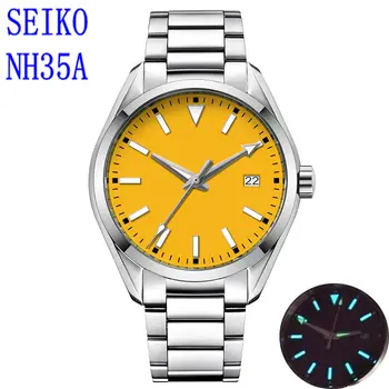 Автоматични часовници NH35, луксозни механични ръчни часовници, сапфировые флуоресцентни мъжки часовник, водоустойчив спортен часовник с дата от неръждаема стомана