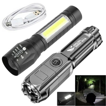 USB Акумулаторна фенерче, силен светлинен увеличение, осветление, тактическо фенерче, факли, външно преносимо осветление, led нощни лампи