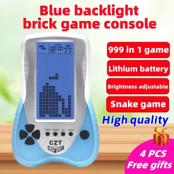 Нова обновена версия на CZT голяма синя подсветка тухлена игрова конзола snake game вградена 23-детска литиева батерия (включена в комплекта) безплатен подарък