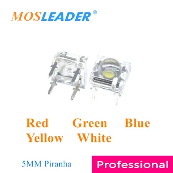 Mosleader 1000 броя 5 мм Пираня led Червен зелен син жълт бял 4 за контакт Прозрачен кръг високо качество