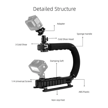Комплект за видео за смартфон Скоба ръчно стабилизатор на камерата Дръжка led адаптер за прикрепване към вашия централен телефона Аксесоари за фотография
