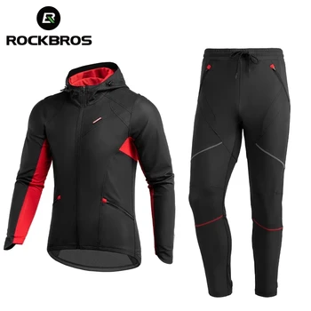 Комплект дрехи за колоездене ROCKBROS, есенно-зимна велосипедна фланелка, МТБ, велосипедна дрехи, термален мек вълнен плат ветрозащитный спортен костюм