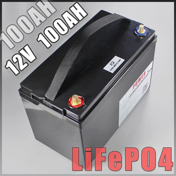 Батерия lifepo4 12v 100AH със зарядно устройство bms 10А, инвертор за къмпинг, инвертор за лодка на колела, на слънчева светлина