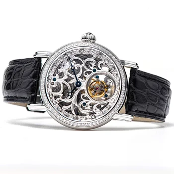 Висококачествени механични часовници на поръчка ST8000K, издълбани мъжки часовник Джи Lou, ръчна изработка, истински диамант