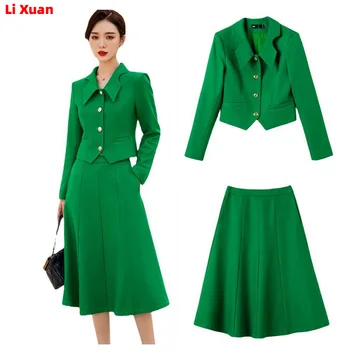 Висококачествена демисезонная дълга пола, сако, комплекти, дрехи, дамски официалната корейска бизнес жена офис женска работна риза, костюм