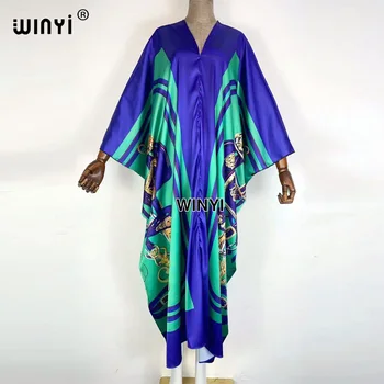 Бахрейн, висококачествени дамски халати WINYI Maxi от кепър лента през ръчно изработени с модерен принтом 2021, дълга плажна богемное рокля с V-образно деколте