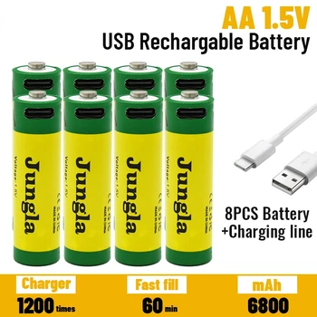 Batterie lithium-ion USB 1.5 V AA 6800mAh rechargeable rapidement par capacité de pour clavier de jouet nouveauté