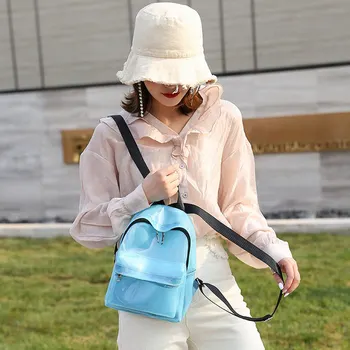 пластмасов jelly чанта, лек прозрачен раница за отдих на открито, дамски модни училищна чанта