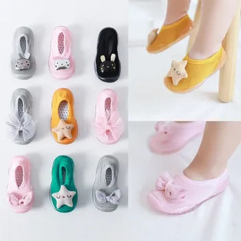 Обувки Чорап за Малки Момичета, Детски Гумени Обувки подметка с Заек, Чорапи за момичета и момчета, Чехли, Мека, устойчива на плъзгане Обувки за бебета