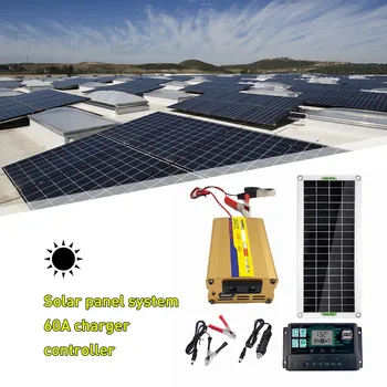 220 В, 30 W, слънчев панел + 220 W, инвертор + 60A MPPT контролер, слънчева система за захранване, USB за зареждане